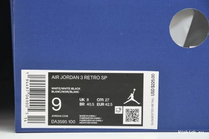 WHITE JORDAN FRAGMENT BLACK 3 AIR 0923